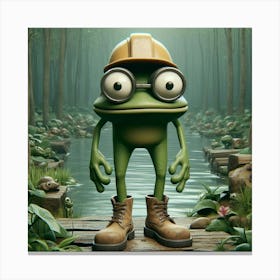 Frog In Hard Hat Canvas Print