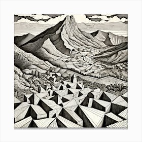 City In The Mountains Canvas Print