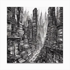 Pen And Ink Drawing Of A Cityscape (4) Canvas Print