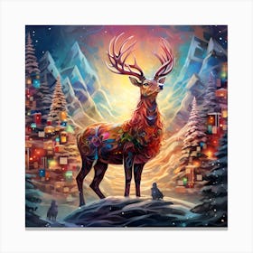 Snowfall Serenity: Seamless Christmas Deer Cascade Canvas Print