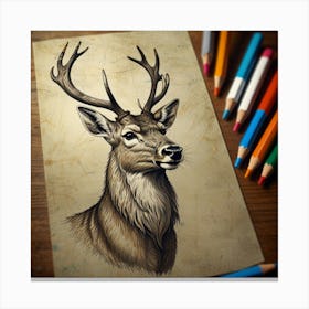 Deer Drawing 4 Canvas Print