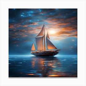 Sailboat In The Night Sky Canvas Print