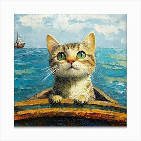 Cat On A Boat 1 Canvas Print