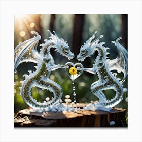 Two Dragons In Love Canvas Print