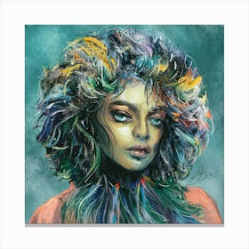 Girl With Colorful Hair Canvas Print