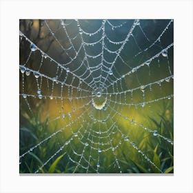 Spider Web With Dew Drops Paintings Art Print 1 Canvas Print