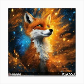 Fox In The Night Sky 1 Canvas Print