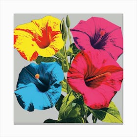 Andy Warhol Style Pop Art Flowers Morning Glory Square Canvas Print