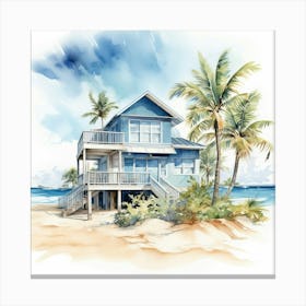 Watercolor Of A Beach House Canvas Print