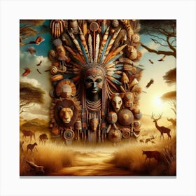 Tribal African Art African landscape 1 Canvas Print