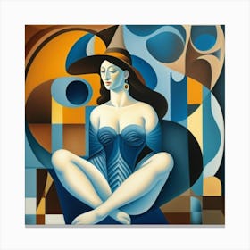 Woman In Blue Canvas Print