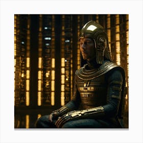 Default Ancient Astronaut Pharaoh Meditating Nemes Helmet Refl 0 1 Canvas Print
