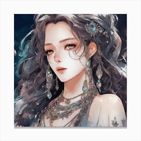 Anime Girl With Long Hair Canvas Print