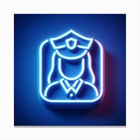 Police Officer Neon Sign Canvas Print