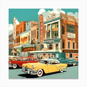 Classic Cars On The Street Canvas Print