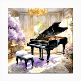 Grand Piano And Lilacs Canvas Print