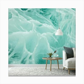 Abstract Nature Inspired Wallpaper Featuring A Turquoise Pattern With Splashes And Ripples Projecte (1) Canvas Print