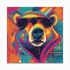 Bear, New Poster For Ray Ban Speed, In The Style Of Psychedelic Figuration, Eiko Ojala, Ian Davenpor (1) 1 Canvas Print