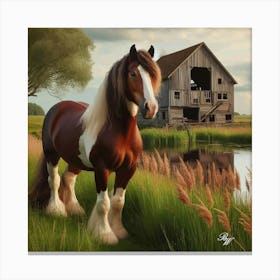 Clydesdale Walking By The Pond Copy Canvas Print