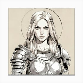 Warrior Woman In Armor Canvas Print