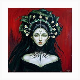 Woman With A Green Headdress Canvas Print