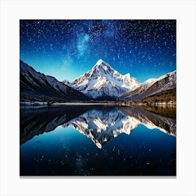 Firefly Snow Capped Mountains Reflecting In A Starry Lake 25826 (2) Canvas Print