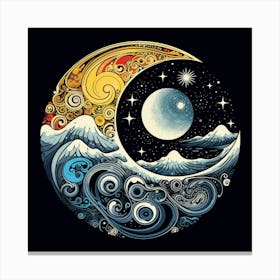 Moon And Waves 19 Canvas Print