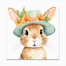 Floral Baby Rabbit Nursery Illustration (11) Canvas Print