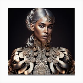 Portrait Of A Woman In Armor Canvas Print