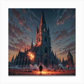 Figure Outside A Church Canvas Print