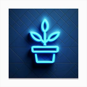 Neon Plant In A Pot 1 Canvas Print