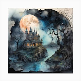 Castle In The Moonlight Canvas Print