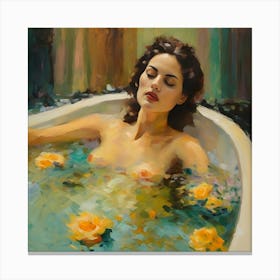 Nude Aphrodisiac Woman In A Bathtub Canvas Print