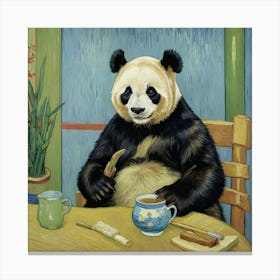 Panda At The Table Canvas Print