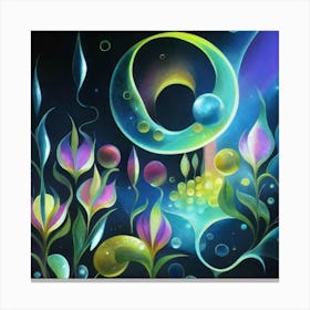 Abstract oil painting: Water flowers in a night garden 16 Canvas Print
