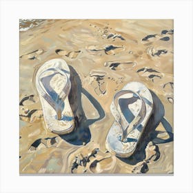 Flip Flops On The Sand Canvas Print
