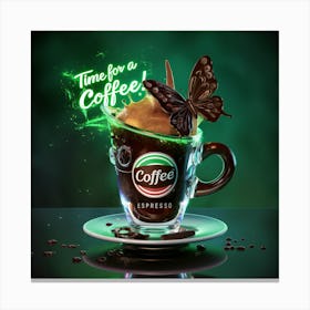 Neon Espresso Delight A 3d Coffee Experience (1) Canvas Print