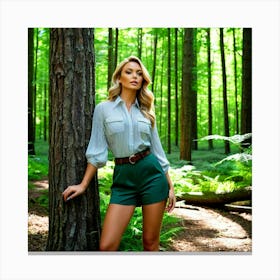 Beautiful Young Woman In The Forest 2 Canvas Print