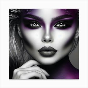 Beautiful Woman With Purple Makeup 2 Canvas Print
