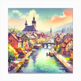 Watercolor Of A City 11 Canvas Print