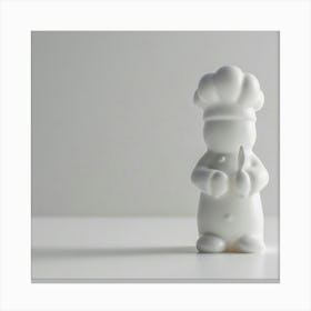 Chef Figure White Canvas Print