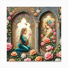 Angels And Roses Canvas Print