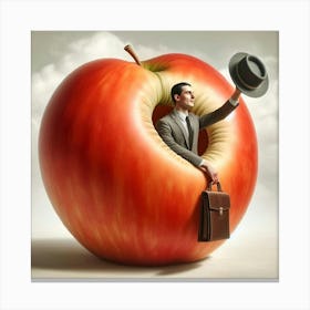 Man in an apple Canvas Print