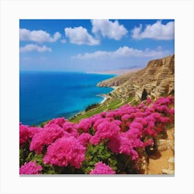 Pink Flowers On The Beach 6 Canvas Print