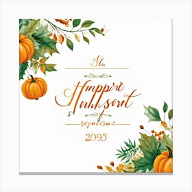 An Autumnal Handwritten Calligraphy Horizontal Leaf Shaped Typography Triumphantly Announcing The A (4) Canvas Print