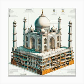 Taj Mahal cross-section V2 Canvas Print