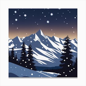 Snowy Mountains At Night Canvas Print