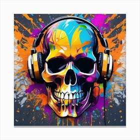 Skull With Headphones 39 Canvas Print