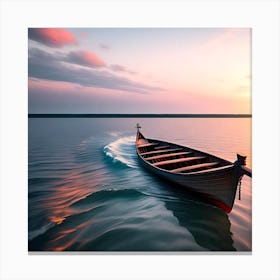 Viking Boat At Sunset Canvas Print