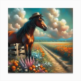 Horse In The Field Canvas Print